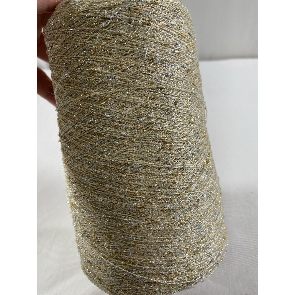 Fancy Cone Yarn Beige Gold Sliver Slub Lurex Thread Clothes Needlework 360g